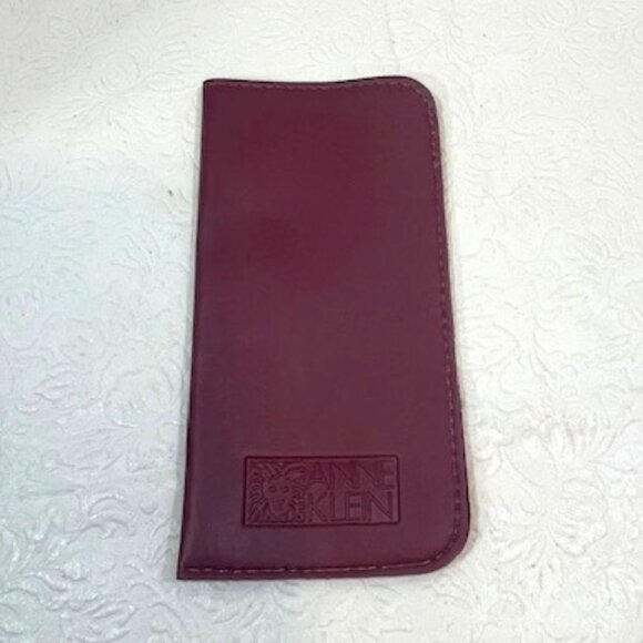 VTG Anne Klein Burgundy Red Soft Leather Eyeglasses Case 3.5"x7" - Picture 5 of 11